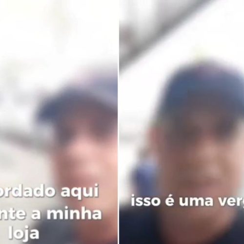  1 de 1Heribaldo foi abordado em frente à loja dele, em Vicente de Carvalho, distrito de Guarujá (SP) — Foto: Reprodução 